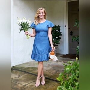 Draper James Chambray Faux Wrap Dress Size 6